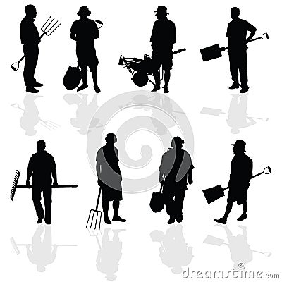 Gardener people black vector illustartion Vector Illustration