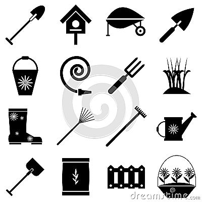 Gardener tools icons set, simple style Vector Illustration