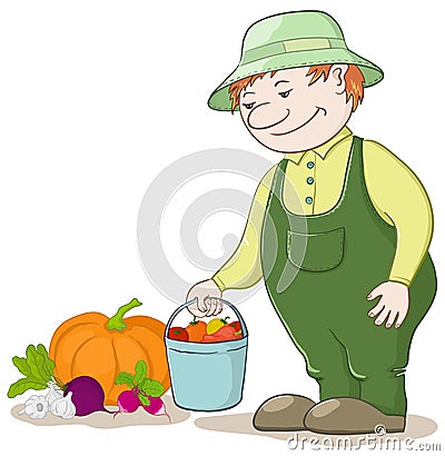 Gardener with vegetables Vector Illustration