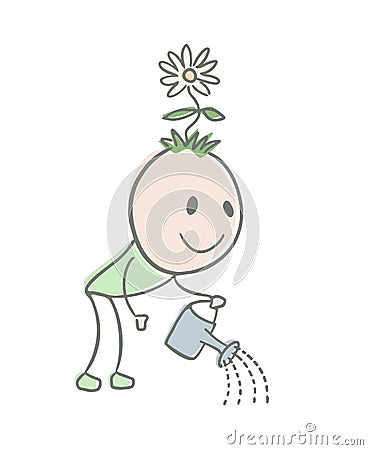 Gardener watering illustration Vector Illustration