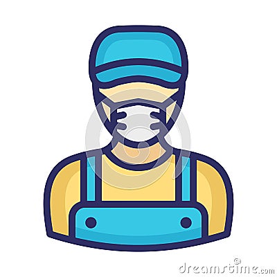 Gardener Wearing mask Vector Icon which can easily modify or edit Vector Illustration