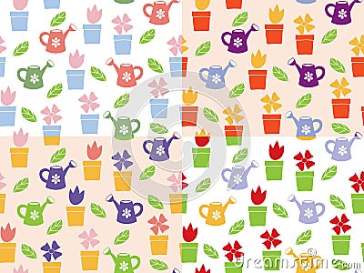 Gardening background seamless pattern Vector Illustration