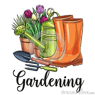 Gardening banner Vector Illustration