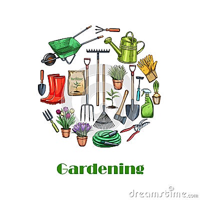 Gardening banners, sketch Vector Illustration