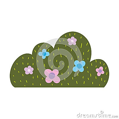 Gardening, bush flowers foliage nature isolated icon style Vector Illustration