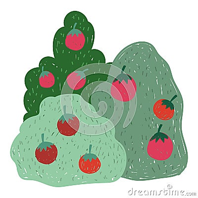 gardening bushes tree apples fruits nature Vector Illustration