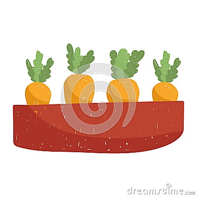 gardening carrots vegetables plantation hand drawn color Vector Illustration