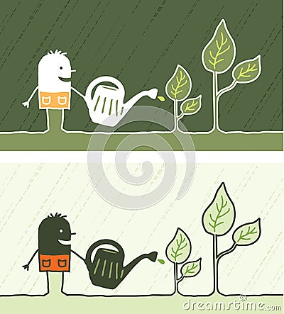 Gardening colored cartoon Vector Illustration