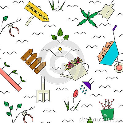 Gardening colorful pattern Stock Photo