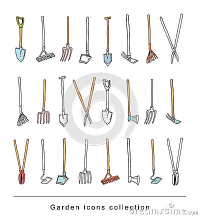Gardening element tools, illustration vector. Vector Illustration