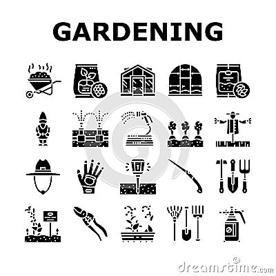 Gardening Equipment Collection Icons Set Vector Vector Illustration