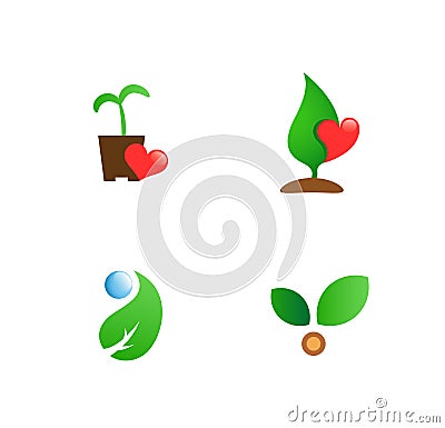 Gardening flat vector symbols for branding Vector Illustration