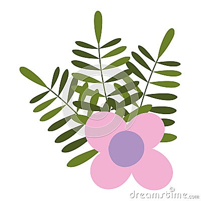 Gardening, flower leaves foliage isolated icon style Vector Illustration
