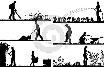 Gardening foreground silhouettes Vector Illustration