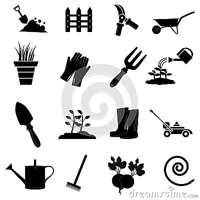 Gardening icons set Vector Illustration