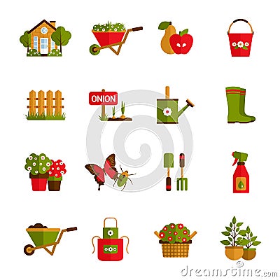 Gardening Icons Set Vector Illustration