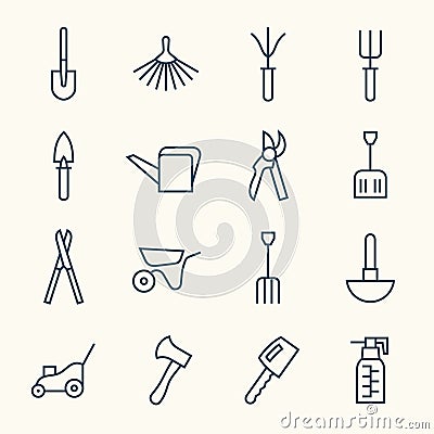 Gardening line icon set Vector Illustration