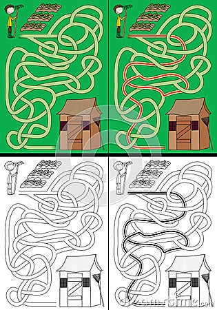 Gardening maze Vector Illustration