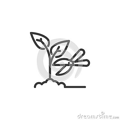 Gardening scissors line icon Vector Illustration
