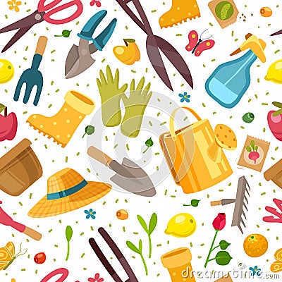 Gardening seamless pattern Vector Illustration