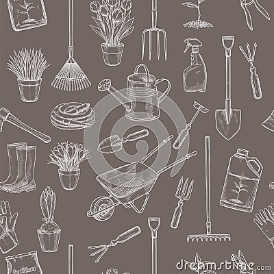 Gardening seamless pattern Vector Illustration