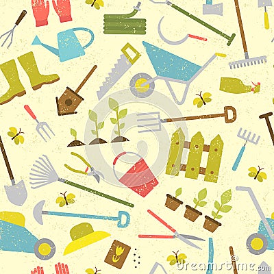 Gardening seamless pattern. Vector Illustration