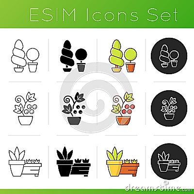 Gardening store categories icons set Vector Illustration