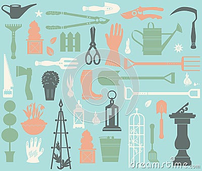 Gardening tool set Vector Illustration