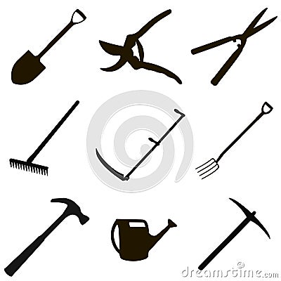 Gardening tool set Vector Illustration