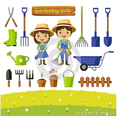 Gardening tools collection isolated - vector illustration Vector Illustration