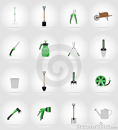 Gardening tools flat icons vector illustration Vector Illustration