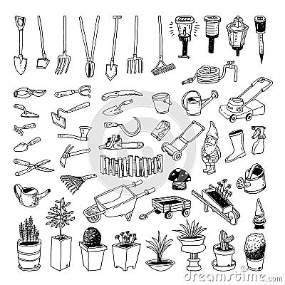 Gardening Tools, illustration vector. Vector Illustration