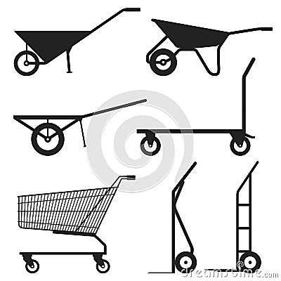 Gardening wheelbarrow, trolley, supermarket shopping cart - bla Vector Illustration
