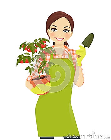 Gardening woman Vector Illustration