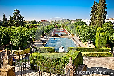 Gardens at the Alcazar de los Reyes Cristianos in Cordoba, Spain Stock Photo