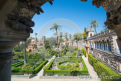 Gardens of the Alcazar, Seville, Andalucia, Spain Stock Photo