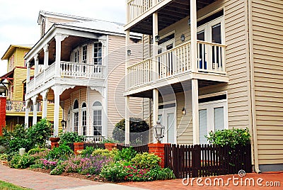 Gardens and balconies in Pensacola`s historic Seville District Editorial Stock Photo