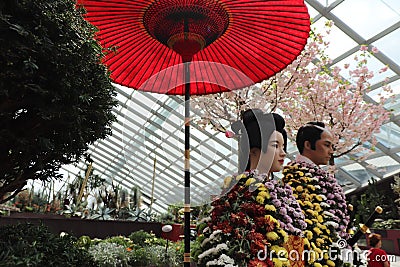 Gardens by the Bay - Singapore tourism - Cherry blossom festival - Nature travel Editorial Stock Photo