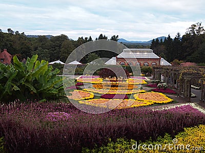 Gardens of Biltmore Estate at dusk Editorial Stock Photo