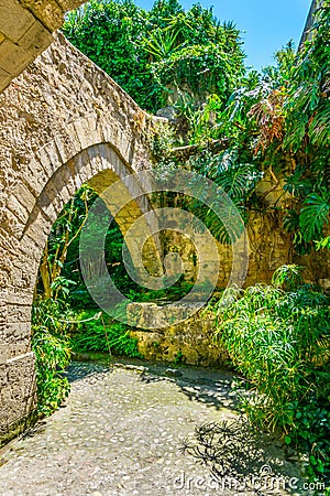 Gardens in the grounds of Church of St. John of the Hermits in Palermo, Sicily, Italy Stock Photo