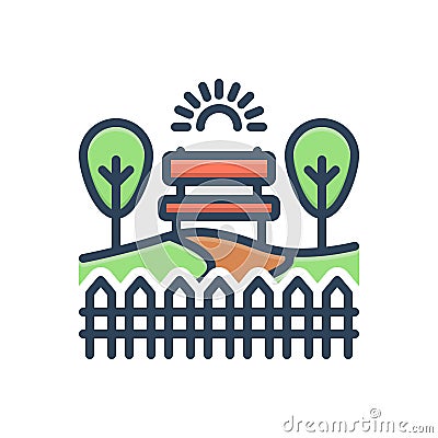 Color illustration icon for Gardens, plantation and garth Vector Illustration