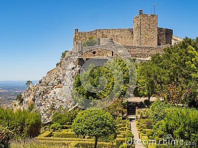 Gardens and keep tower of the medieval Castle of Marvao, Portalegre district, Portugal Stock Photo