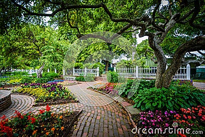Gardens at Prescott Park, in Portsmouth, New Hampshire. Stock Photo