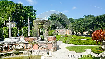 Gardens at Villa Vizcaya Stock Photo