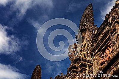 Gardian statue gate at entrance Bali temple Stock Photo