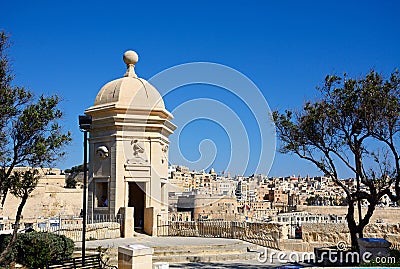 Gardjola Gardens and Valletta, Malta. Editorial Stock Photo