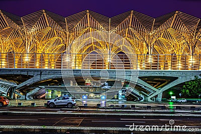 Gare du Oriente Orient Station public transport designed by architect Santiago Calatrava Editorial Stock Photo