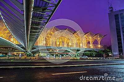 Gare du Oriente Orient Station public transport designed by architect Santiago Calatrava Editorial Stock Photo