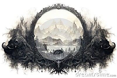 Gargantuan giants roaming the mountains - Generative AI Stock Photo
