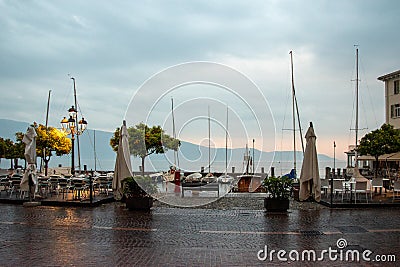 A Gargnano Square after Rain Editorial Stock Photo